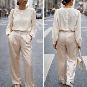 Vintage Alicia City Chic Elevated Basic Button Back  Blouse, Size 10